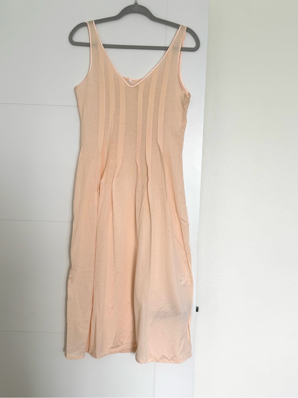 Hanro Pastel Peach Mercerized Cotton Tank Nightgown Long Midi Sleeveless Dress S